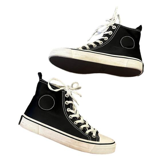 Marc Jacobs Redux Grunge Collection Matte Black Satin High Top Sneakers - Picture 1 of 5